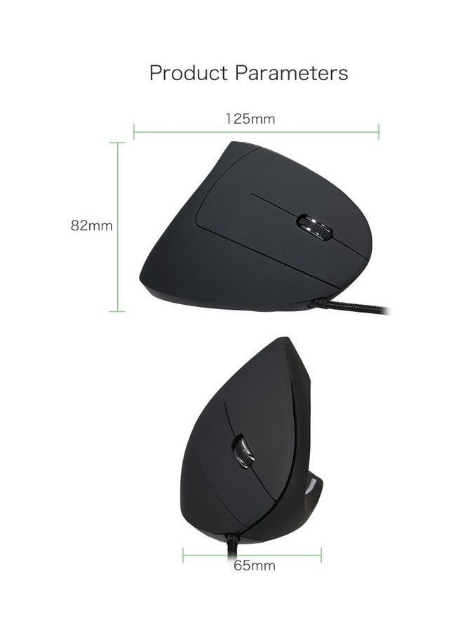 ماوس عمودي ضوئي بمنفذ USB لون أسود