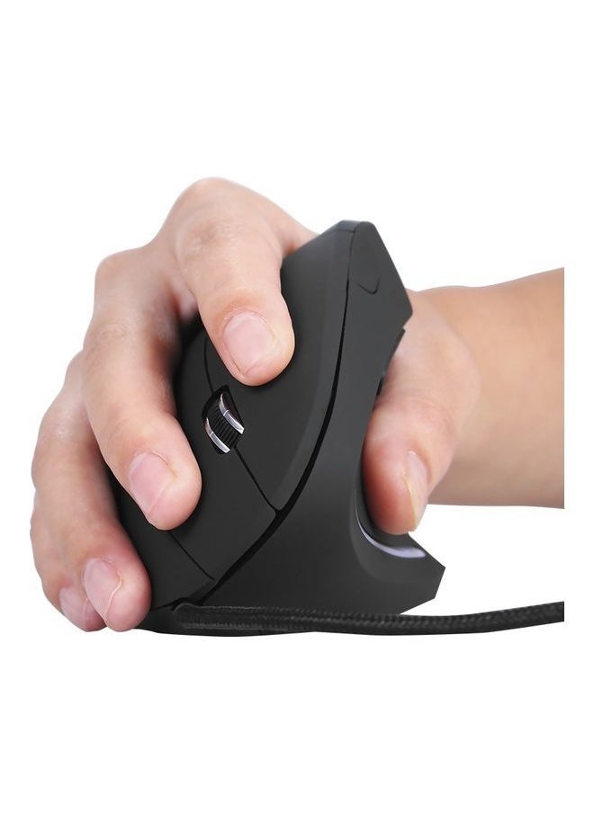 ماوس عمودي ضوئي بمنفذ USB لون أسود