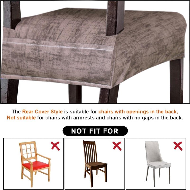FABANE Universal Size Dining Chair Seat Cover Set of 6 Seater pcs are Easily Washable Strechable and Comfortable for Dining Room Home Decor Slip Cover Texture Brown - Image 5