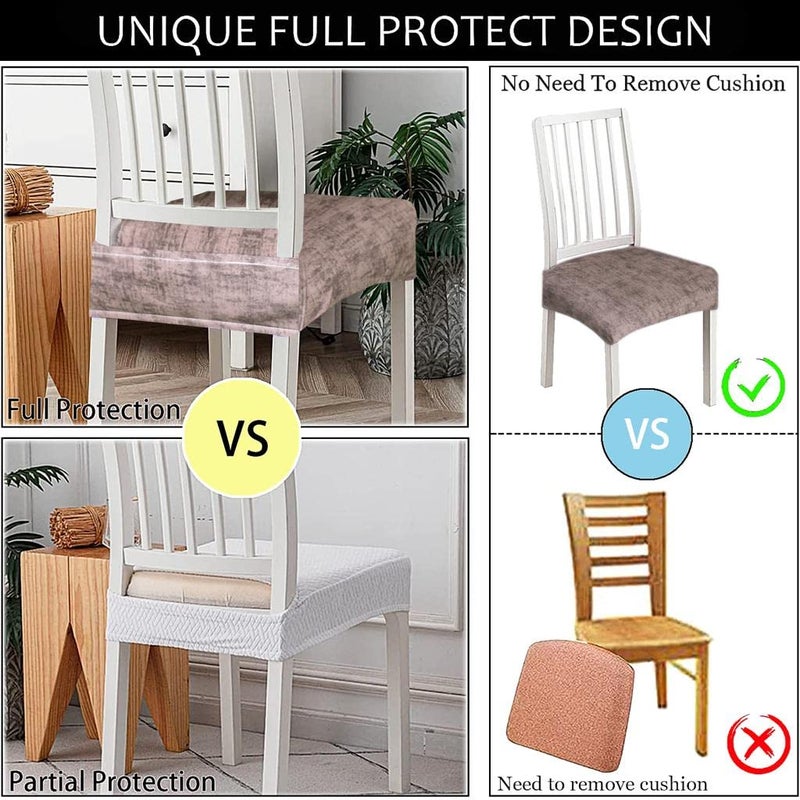 FABANE Universal Size Dining Chair Seat Cover Set of 6 Seater pcs are Easily Washable Strechable and Comfortable for Dining Room Home Decor Slip Cover Texture Brown - Image 4