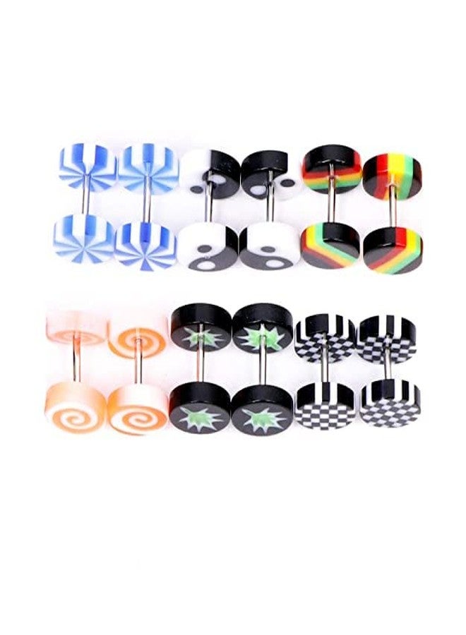 VIEN'S Stainless Plastic Multicolour 6 Design Studs Earrings for Boys and Girls -6 Pair - Image 2