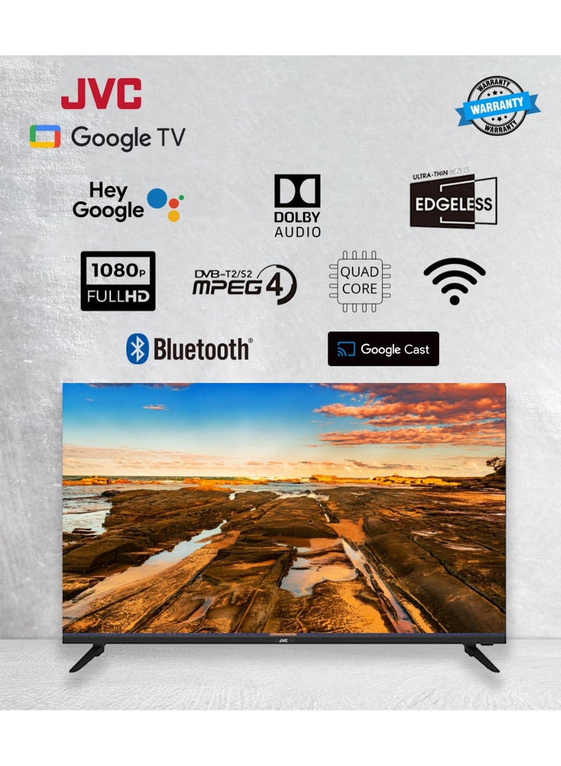 جي في سي تلفاز ذكي جوجل 43 بوصة بدون حواف، دقة Full HD، مع Chromecast مدمج، جهاز تحكم صوتي "مرحبًا جوجل"، بلوتوث، صوت دولبي، DVB-T2/S2، معالج رباعي النواة – LT-43N5165 - Image 2