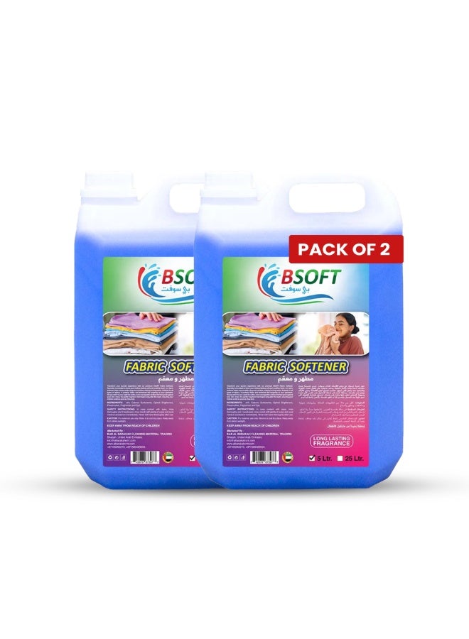 BSOFT Fabric Softener Serene Blue 5 Liter, Thick Dual Pack Formula Liquid – Long-Lasting Freshness, Gentle Soft Care for Clothes, Safe for All Fabrics - Image 1