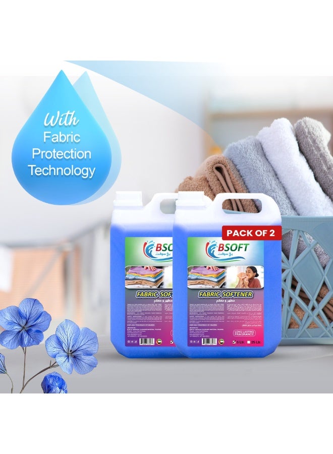 BSOFT Fabric Softener Serene Blue 5 Liter, Thick Dual Pack Formula Liquid – Long-Lasting Freshness, Gentle Soft Care for Clothes, Safe for All Fabrics - Image 2