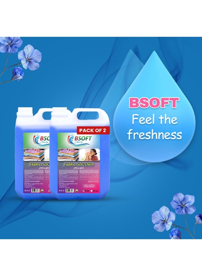 BSOFT Fabric Softener Serene Blue 5 Liter, Thick Dual Pack Formula Liquid – Long-Lasting Freshness, Gentle Soft Care for Clothes, Safe for All Fabrics - Image 4