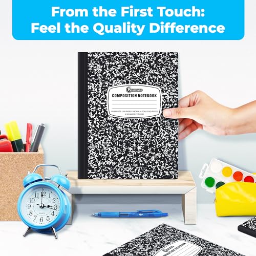 Rosmonde 12 Pack Graph Paper Composition Notebook, 200 Pages (100 Sheets), 4x4 Grid, Graph Composition Notebook, Black Marble Hard Cover Quad Ruled Notebooks for School, Bulk Grid Composition Notebook - Image 4