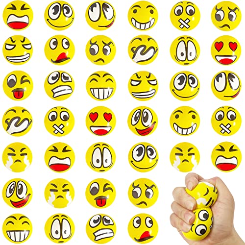 Juuxncgv 40Pcs Face Stress BallsMini 2 Funny Face Squeeze BallsStress Relief Foam Balls for ClassroomCoworkersGiftsKidsParty FavorsPresent Fillers - Image 1