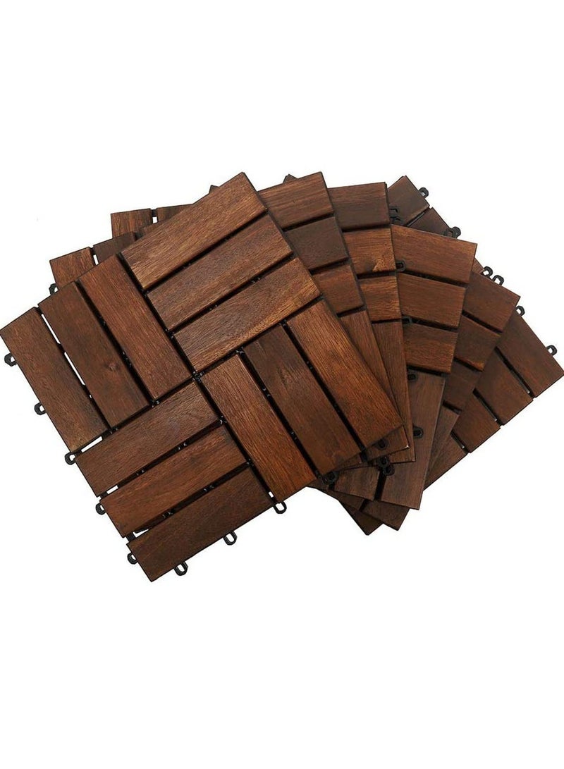 LINGWEI Pack of 10 Wooden Tiles, Hardwood Decking Tiles with Snap & Plastic Base, Easy to Install, Interlocking Floor Tiles  - Image 2
