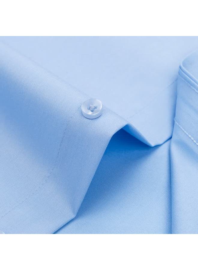 Firs Men's Long Sleeve Wrinkle-resistant Non-iron Business Stretch Dress Shirt Workwear Blue 44 - Image 2