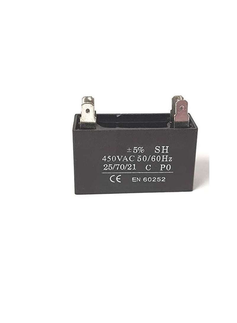 High Quality 2 Pin Rectangle Shaped Fan Capacitor 450 VAC | Black (2 PIN 1MFD (1µF))  - Image 2