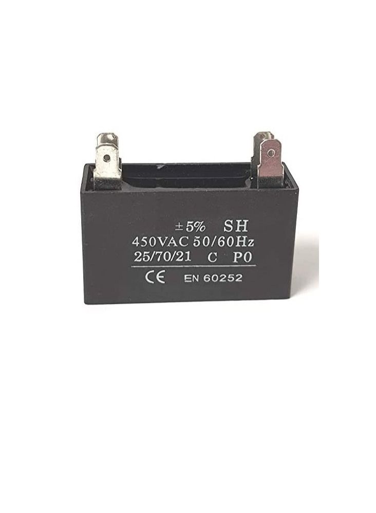 High Quality 2 Pin Rectangle Shaped Fan Capacitor 450 VAC | Black (2 PIN 1MFD (1µF))  - Image 1