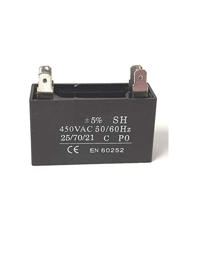 High Quality 2 Pin Rectangle Shaped Fan Capacitor 450 VAC | Black (2 PIN 1MFD (1µF))  - Image 3