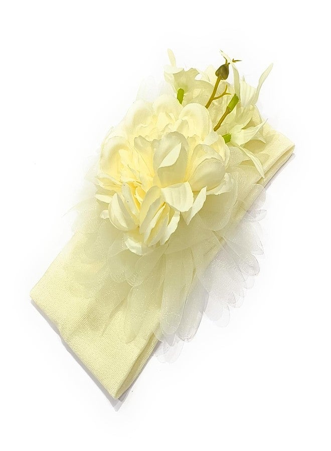 FAIRYTALE Flower Baby Headband Princess Elastic Floral Kids Baby Girl Headbands Children Hair Band Hair Accessories Kids Headwear. (Cream) - Image 2