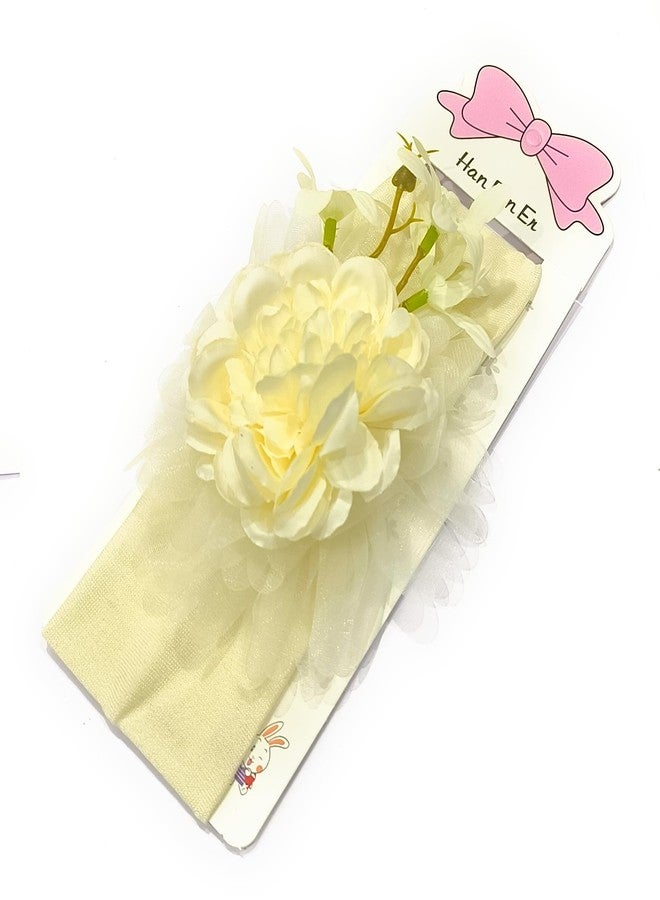 FAIRYTALE Flower Baby Headband Princess Elastic Floral Kids Baby Girl Headbands Children Hair Band Hair Accessories Kids Headwear. (Cream) - Image 4