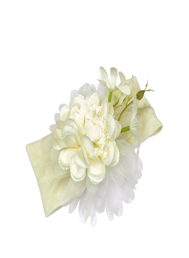 FAIRYTALE Flower Baby Headband Princess Elastic Floral Kids Baby Girl Headbands Children Hair Band Hair Accessories Kids Headwear. (Cream) - Image 1