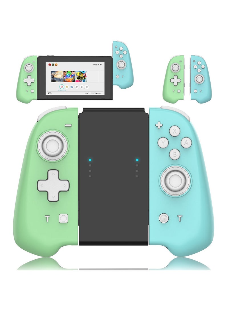 Joypad Controller, Joypad Support 3 different light modes，Wake-up Function,Ergonomic hand-fit design,Bluetooth Wireless Joy Con Controller with Dual Vibration and Gyroscope axis Green/Blue - Image 1