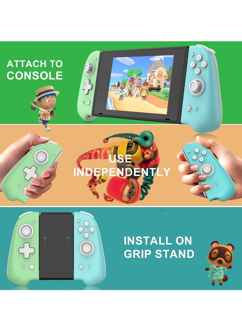 Joypad Controller, Joypad Support 3 different light modes，Wake-up Function,Ergonomic hand-fit design,Bluetooth Wireless Joy Con Controller with Dual Vibration and Gyroscope axis Green/Blue - Image 2