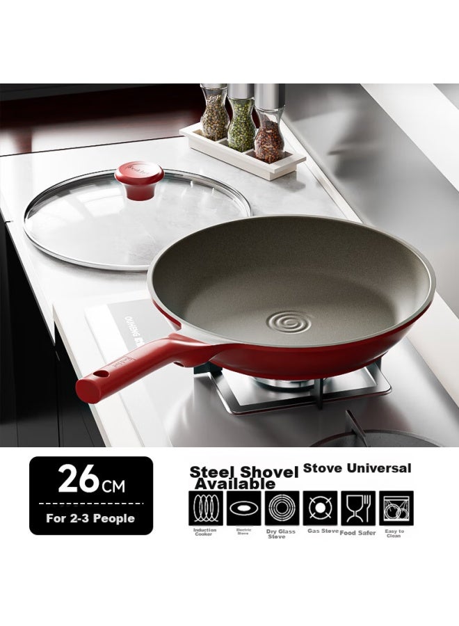 Redchef Red Kitchen Titanium Non-stick Ceramic Frying Pan For Home Use, Suitable For Eggs, Steak, Compatible With Induction And Gas Stoves, 26cm - Image 1