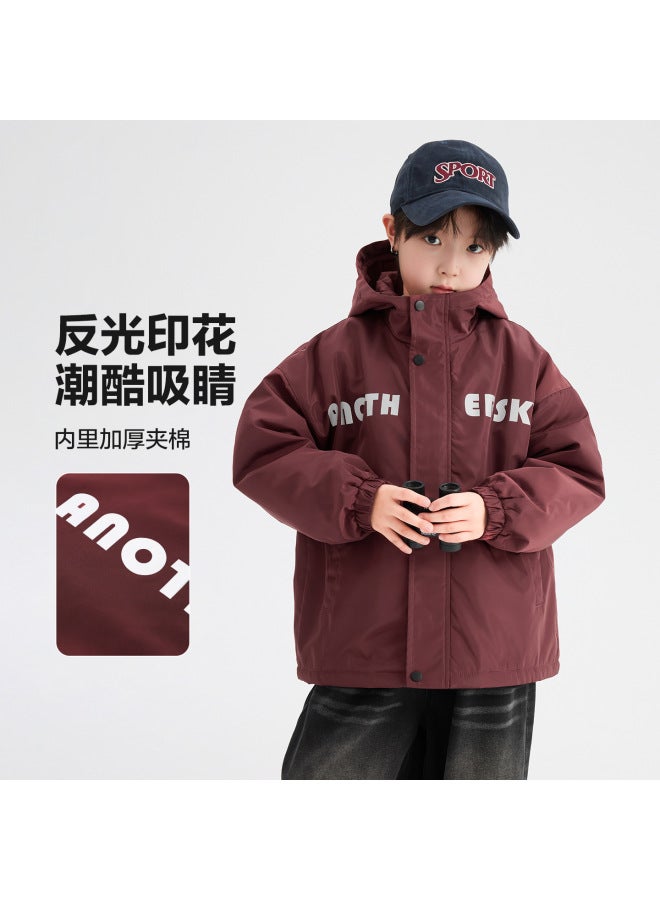 Boys' Winter Clothing, Waterproof Laser Hooded Cotton Jacket,  New Model, Children's Winter Sports Washable Padded Coat