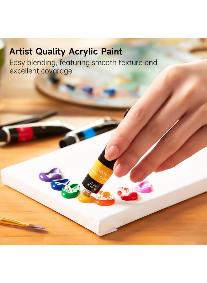 Shuttle Art Acrylic Paint Set, Shuttle Art 16 X12Ml Tubes Artist Quality Non Toxic Rich Pigments Colors Great For Kids Adults Professional Painting On Canvas Wood Clay Fabric Ceramic Crafts - Image 4