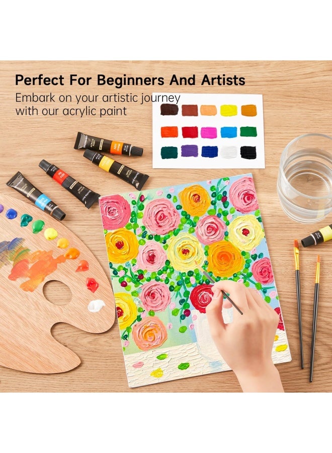 Shuttle Art Acrylic Paint Set, Shuttle Art 16 X12Ml Tubes Artist Quality Non Toxic Rich Pigments Colors Great For Kids Adults Professional Painting On Canvas Wood Clay Fabric Ceramic Crafts - Image 5