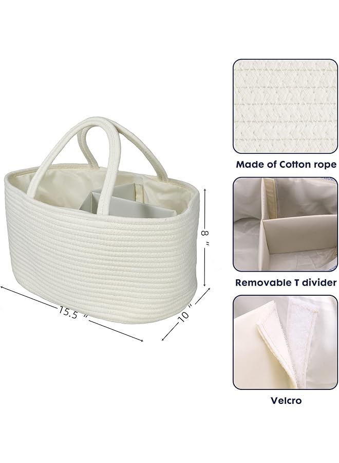 erorex Large Baby Diaper Caddy Organizer For Girl Boy Rope Nursery Storage Bin Basket Portable Holder Tote  - Image 3