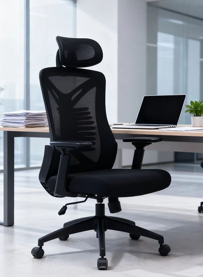 Office Chair, Ergonomic Desk Chair, High Back Desk Chair, Big and Tall Reclining Comfy Home Office Chair with Lumbar Support Breathable Mesh Computer Chair Adjustable Armrests