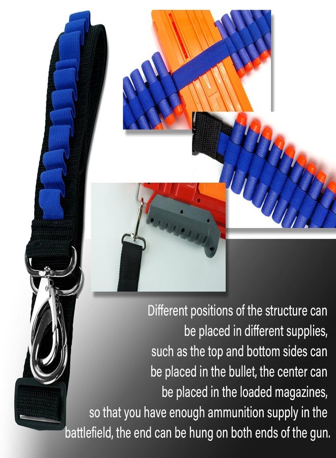 WALWAL Elite Tactical Toy Bullet Bandolier，Adjustable High Capacity Dart Carrier Compatible for Nerf Elite Blasters - Foam Ammunition Game Accessory with Elastic Rope (Bandolier Only,Blue) - Image 4