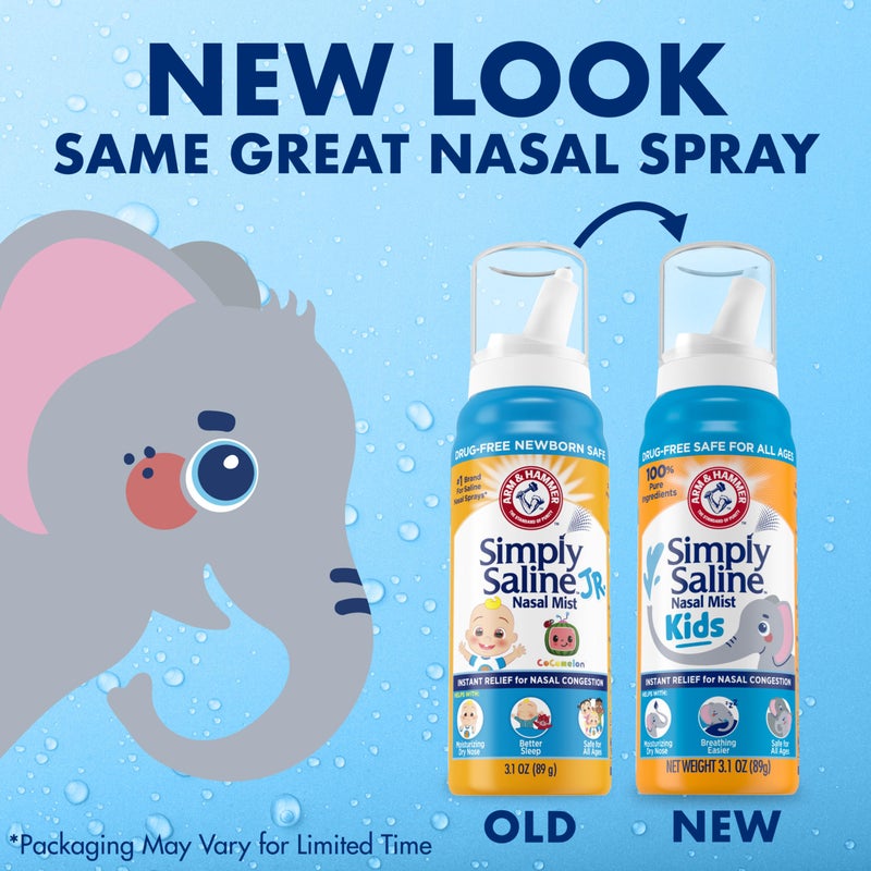 ARM & Hammer Simply Saline Kids Nasal Mist, Saline Spray for Gentle Nasal Congestion Relief, 3.1 Oz - Image 4