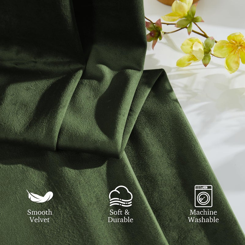 StangH Green Velvet Curtains 84 Inch Length, Luxury Vintage Emerald Drapes for Bedroom, Dark Green Room Darkening Window Treatment for Living Room with Back Tab & Hook Belt, W52 x L84, 2 Panels - Image 4