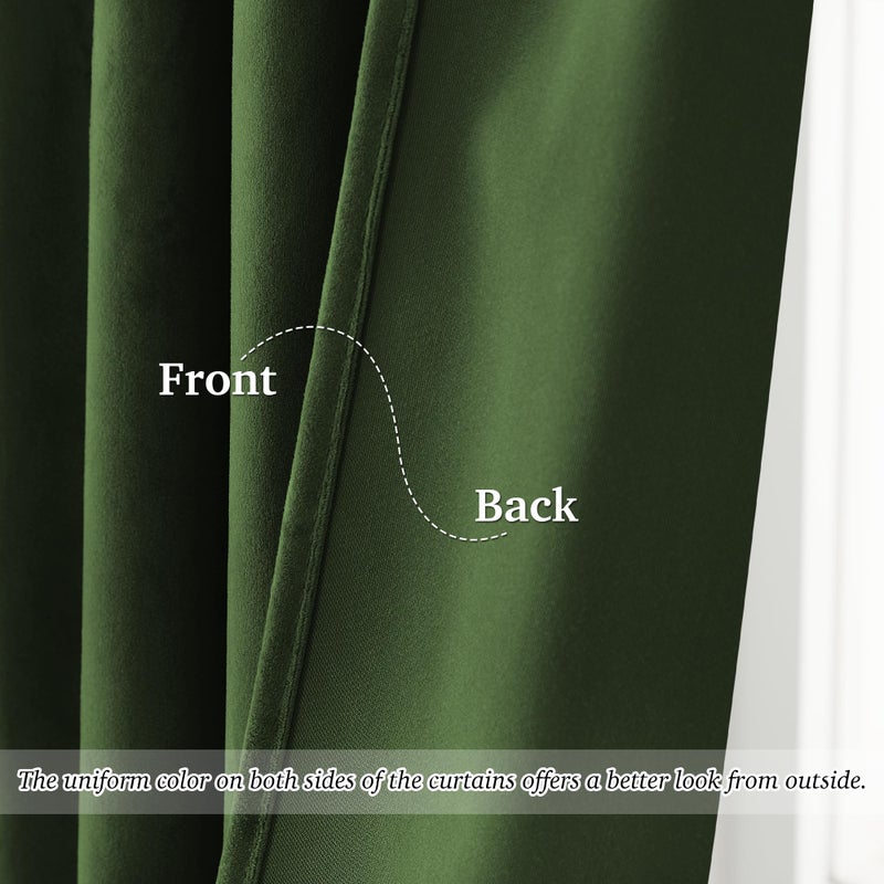 StangH Green Velvet Curtains 84 Inch Length, Luxury Vintage Emerald Drapes for Bedroom, Dark Green Room Darkening Window Treatment for Living Room with Back Tab & Hook Belt, W52 x L84, 2 Panels - Image 5