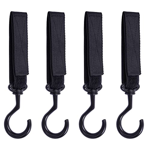 Wisdompro Car Seat Headrest Hook, 4 Pack Multi-Purpose Hanger for Handbag, Purse, Coat, Clothes & Grocery Bag - Black - Image 1