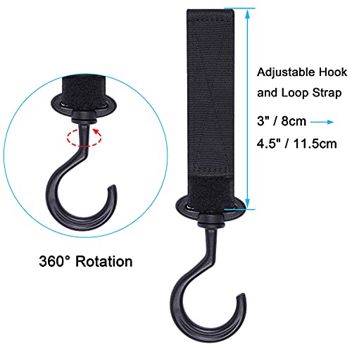 Wisdompro Car Seat Headrest Hook, 4 Pack Multi-Purpose Hanger for Handbag, Purse, Coat, Clothes & Grocery Bag - Black - Image 3