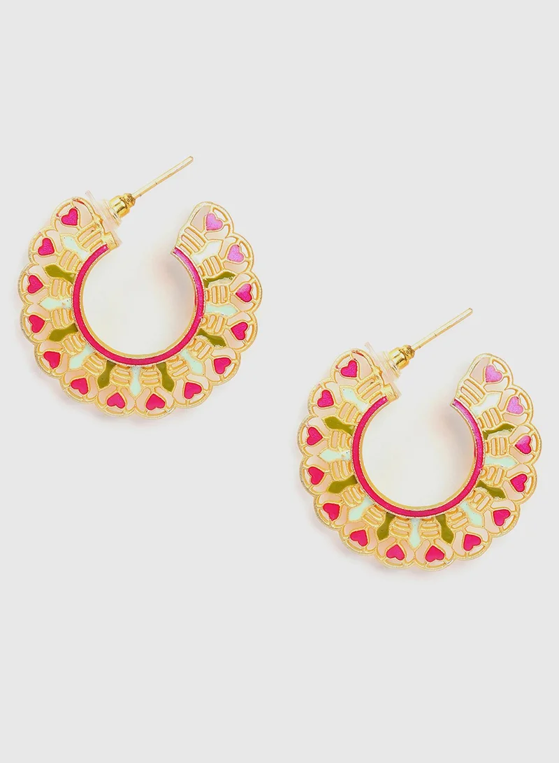 SOHI Contemporary Half Artificial Hoop Earring Jewellery