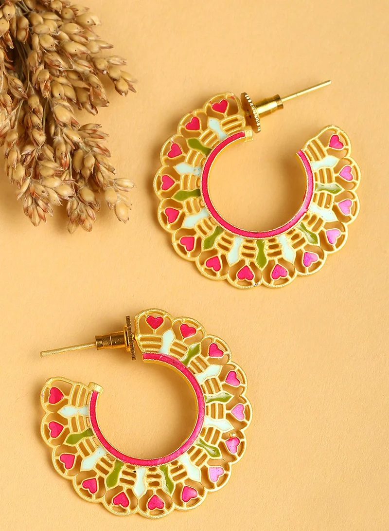 SOHI Contemporary Half Artificial Hoop Earring Jewellery