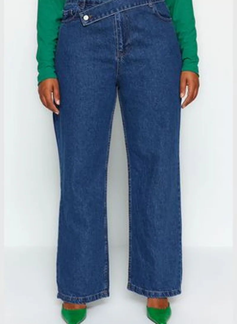 trendyol Blue Normal Waist Additional Features None Available Straight Plus Size Jeans