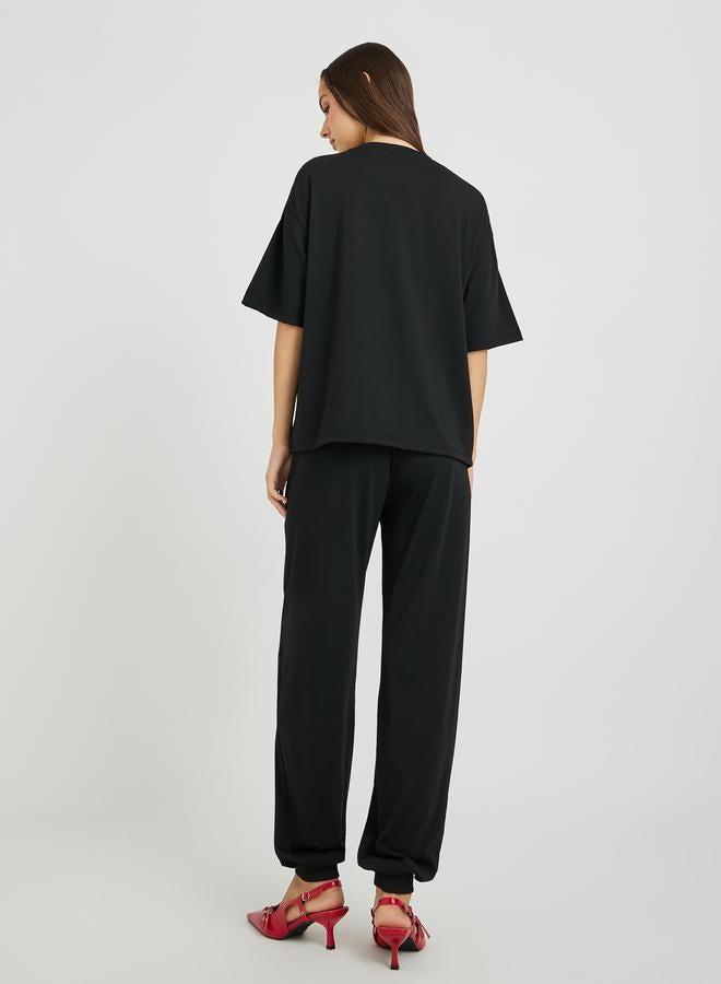 Take Two Take Two Slogan Print Short Sleeve T-Shirt and Joggers Set  - Image 5