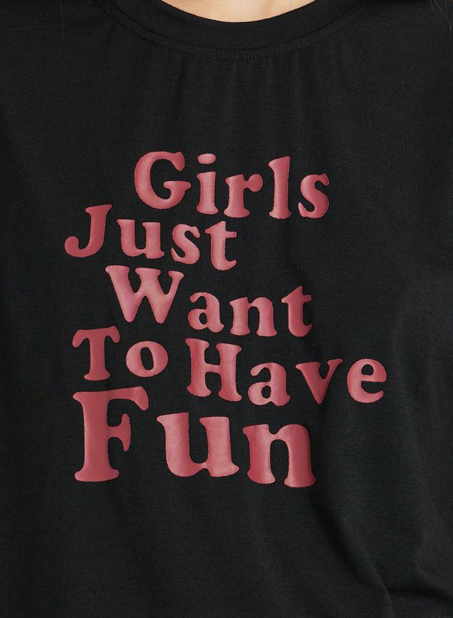 Take Two Take Two Slogan Print Short Sleeve T-Shirt and Joggers Set  - Image 3