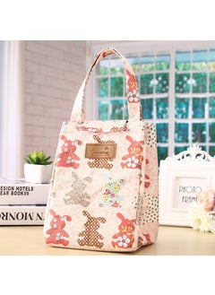 1 x 5 pcs Portable Insulated Lunch Bag Thickened Oxford Thick bottom pink rabbit