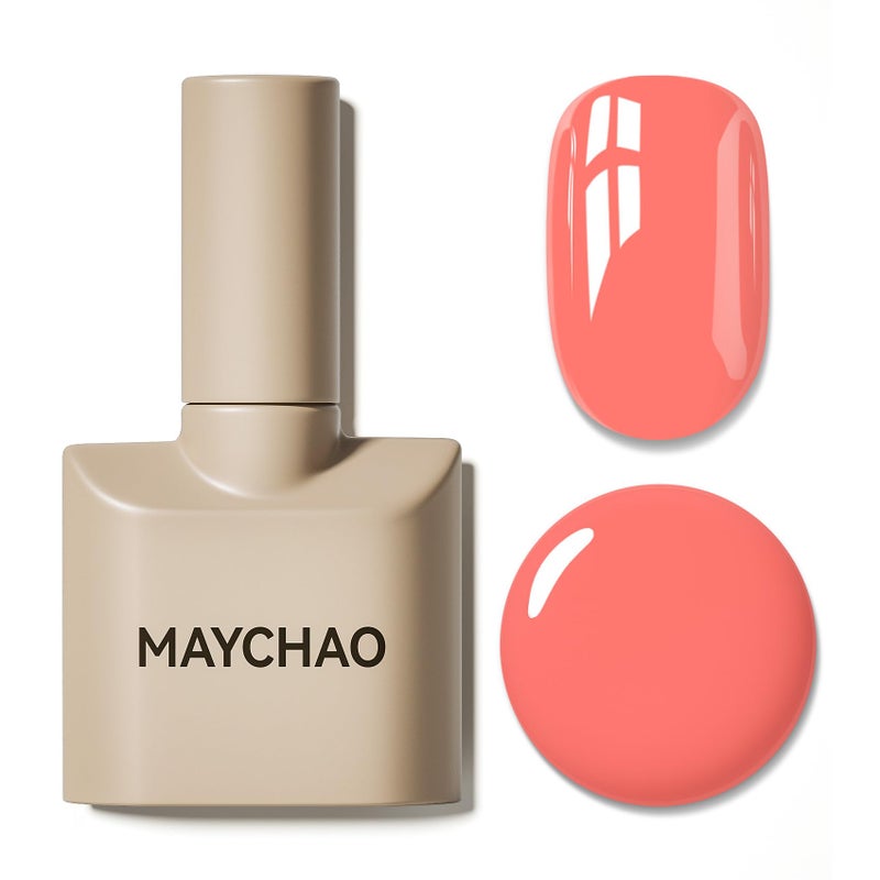 MAYCHAO 15ML Carrot Gel Nail Polish 1Pc Coral Pink Gel Polish Soak Off UV LED Nail Polish Nail Art Starter Manicure Salon DIY at Home, 0.5 OZ - Image 1