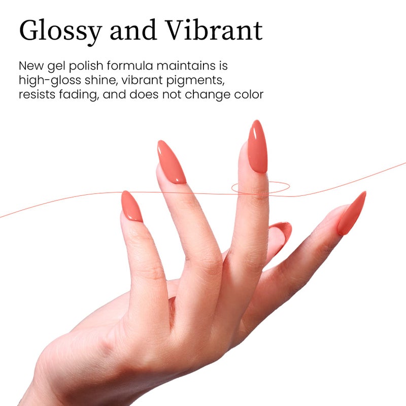 MAYCHAO 15ML Carrot Gel Nail Polish 1Pc Coral Pink Gel Polish Soak Off UV LED Nail Polish Nail Art Starter Manicure Salon DIY at Home, 0.5 OZ - Image 3