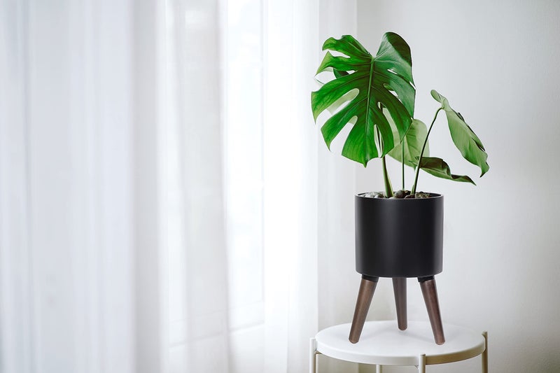 D'vine Dev 8 Inch Planter Pot with Stand, Mid-Century Tall Plant Pot with Legs for Indoor Plants, Small, Black, 88-O-A-2 - Image 2