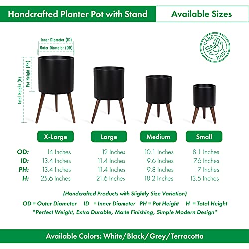 D'vine Dev 8 Inch Planter Pot with Stand, Mid-Century Tall Plant Pot with Legs for Indoor Plants, Small, Black, 88-O-A-2 - Image 3