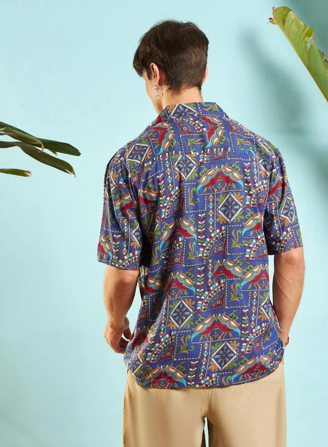 Mascln Sassafras Ethnic Print Relaxed Fit Shirt by Styli