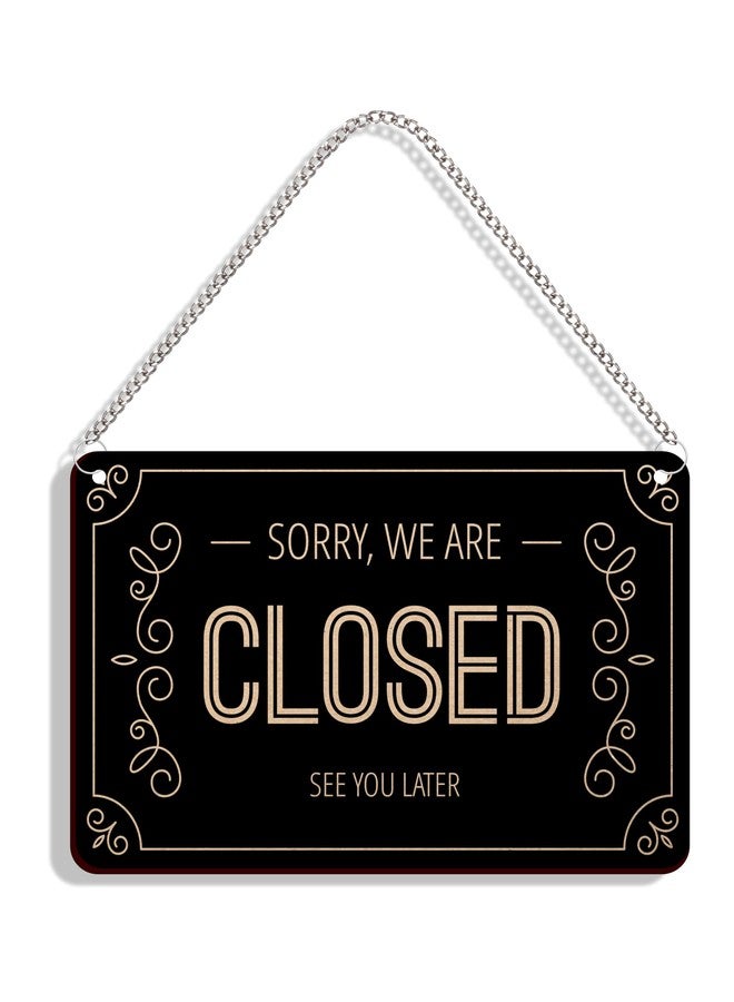 DELWOR Engineered Wood Wodden Double Sided Open Closed Signage Board For Shop Wall Hanging Decor and Office Decor Item, Black - Image 3