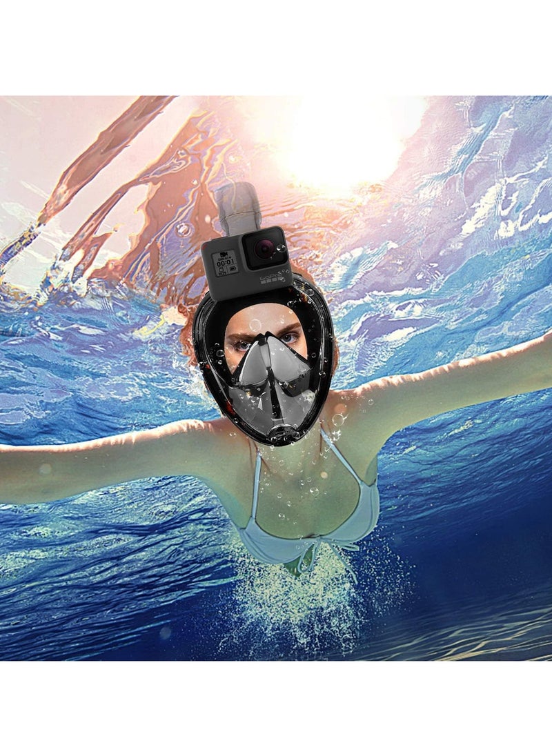 QSHOP - QShop®️ 180 Degree Full Face Snorkel Mask, Free-Fleecing Design with Detachable Camera Mount, Anti-Fog, with Adjustable Head Straps, Professional Snorkeling Kit for Adults and Youth Snorkel Mask - Image 1