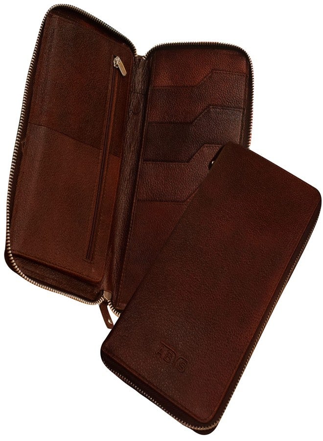 ABYS Genuine Leather RFID Protected Passport Holder||Card Holder||Debit Card Holder||Card Case with Metallic Zip Closure for Men & Women - Image 1