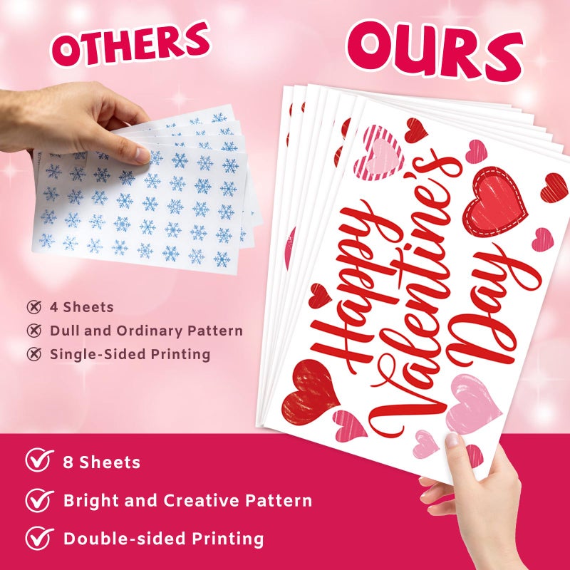 Yewfold 8 Sheet Valentines Day Window Clings, Valentine's Day Decorations Double-Sided Window Decals for Home Wedding Anniversary Party Office Decoration (Heart) - Image 3