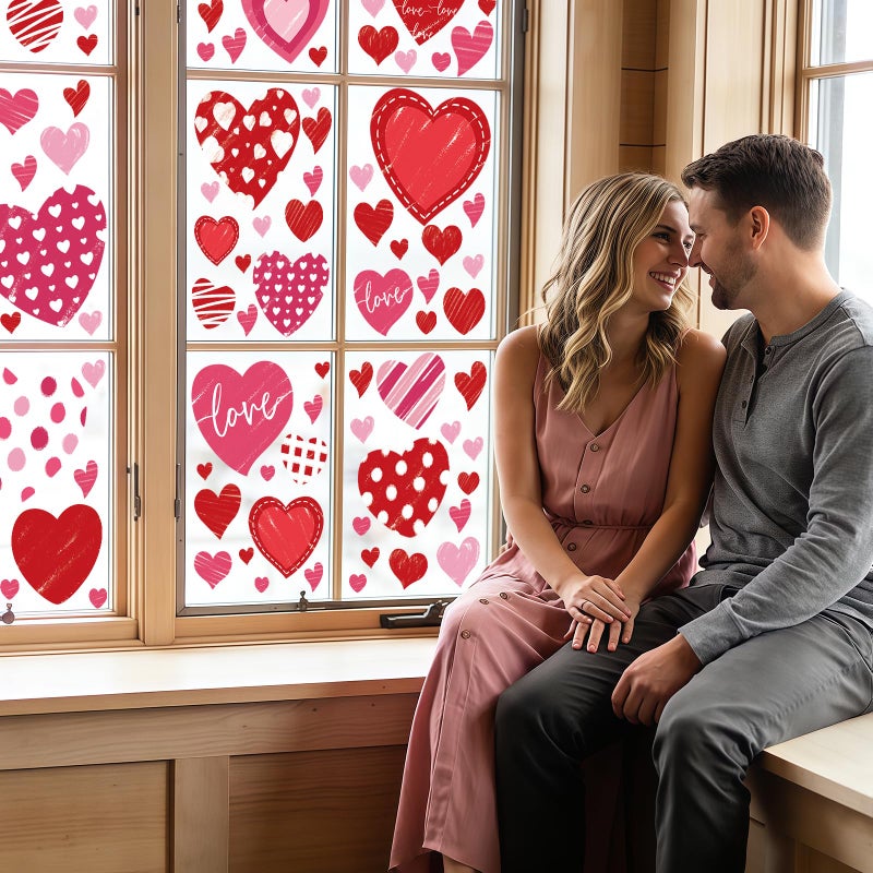 Yewfold 8 Sheet Valentines Day Window Clings, Valentine's Day Decorations Double-Sided Window Decals for Home Wedding Anniversary Party Office Decoration (Heart) - Image 4