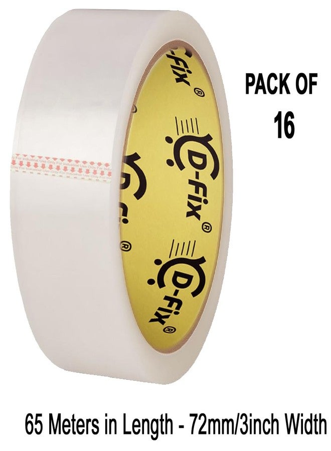 D-Fix شريط لاصق شفاف ذاتي اللصق من دي-فيكس®، 16 لفة في العبوة، بطول 65 مترًا وعرض 72 مم / 3 بوصات، مصنوع من مادة BOPP، شريط تغليف صناعي مناسب لتعبئة صناديق التجارة الإلكترونية، والاستخدام المكتبي والمنزلي. - Image 2
